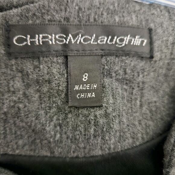 CHRIS McLAUGHLIN Charcoal Sheath Career Dress w/Brass Studs Lined Size 8 EUC - Picture 10 of 12